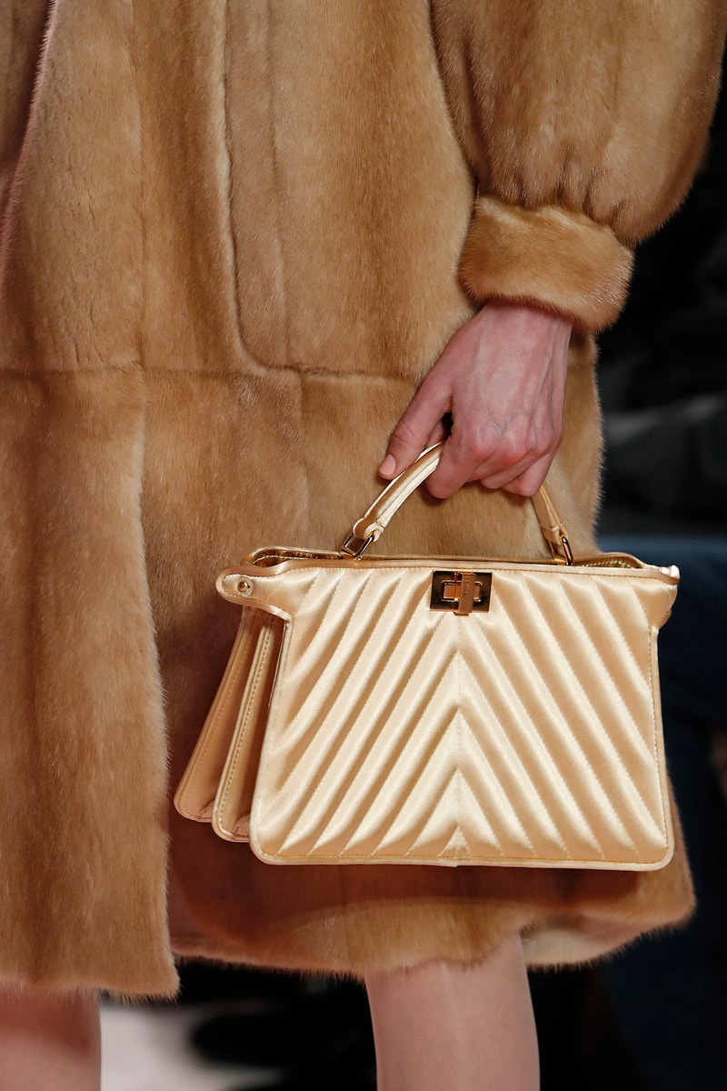 Fendi Fall/Winter 2020 Collection Bags Accessories Top Handle Quilted Satin Yellow