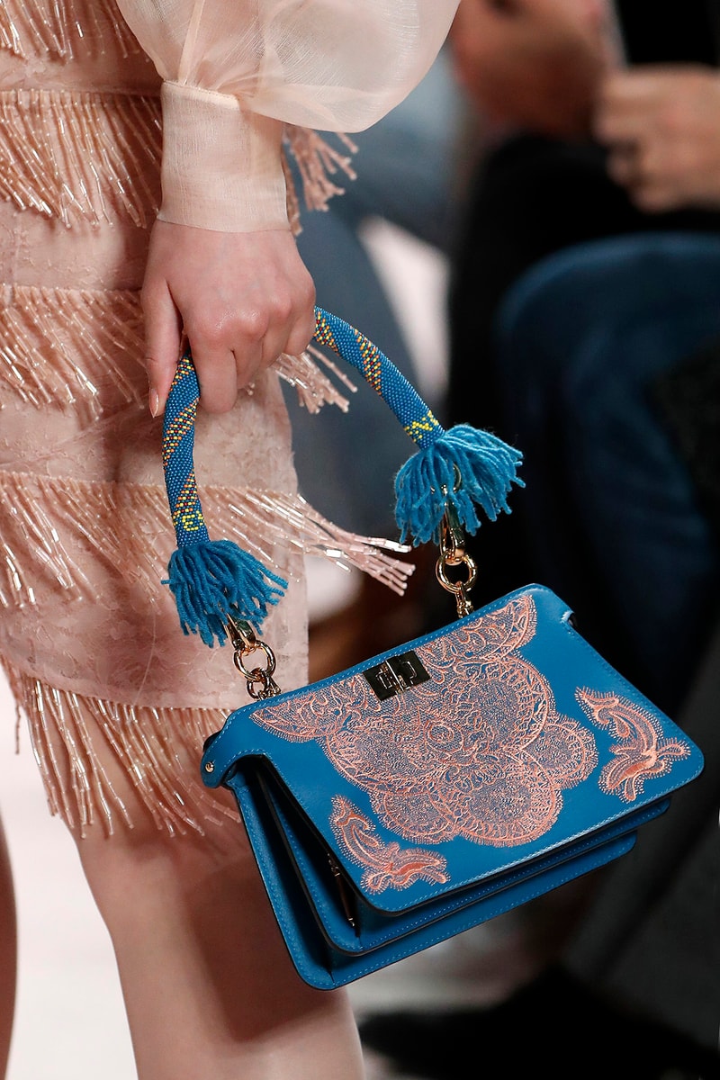 Fendi Fall/Winter 2020 Collection Bags Accessories Top Handle Blue Lace Pink
