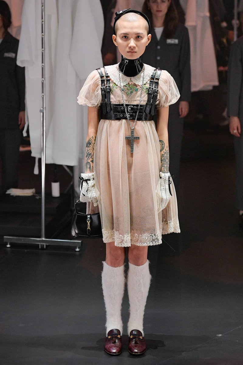 Gucci Fall/Winter 2020 Collection Runway Show Harness Dress Sheer