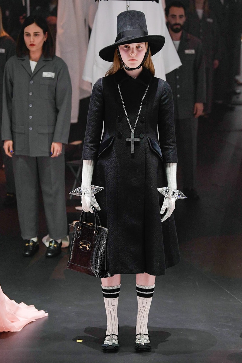Gucci Fall/Winter 2020 Collection Runway Show Black Dress Cross
