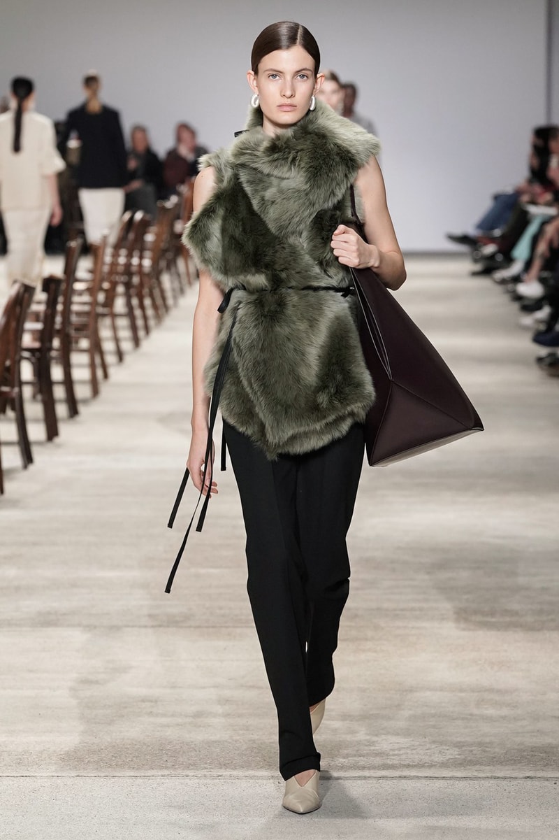 Jil Sander Fall/Winter 2020 Collection Runway Show Fur Top Pants Black