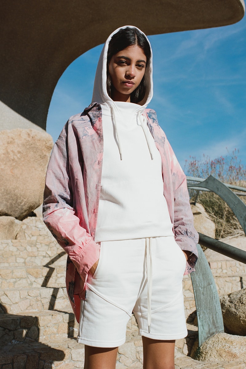 john elliott spring summer collection tank top cargo pants denim jacket dress boots dusty pink green beige joshua tree doolittle house
