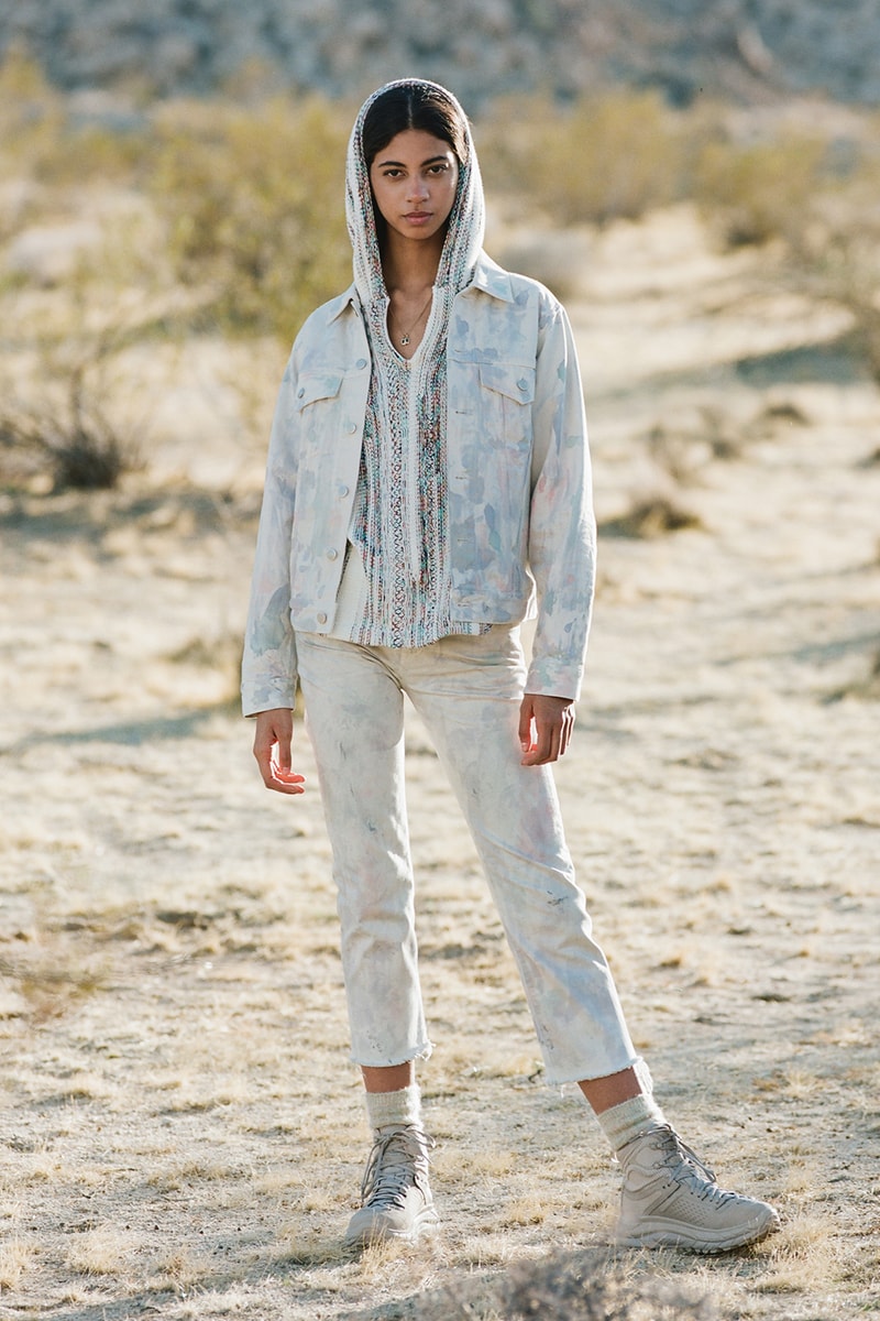 john elliott spring summer collection tank top cargo pants denim jacket dress boots dusty pink green beige joshua tree doolittle house