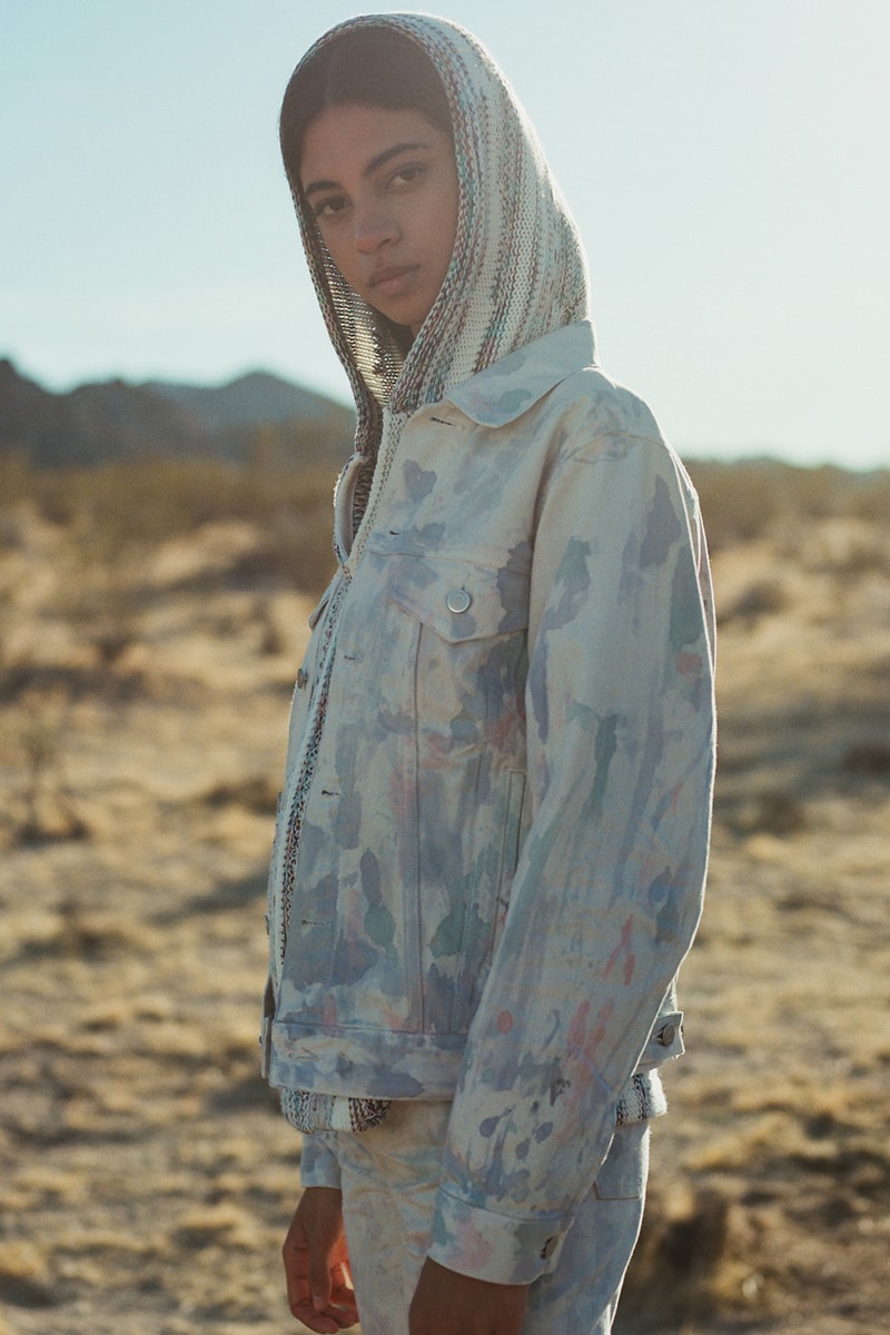 john elliott spring summer collection tank top cargo pants denim jacket dress boots dusty pink green beige joshua tree doolittle house
