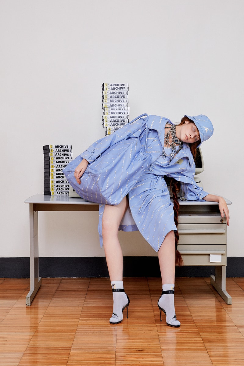 kappa kontroll spring summer womens lookbook hat jacket heels pastel blue bag