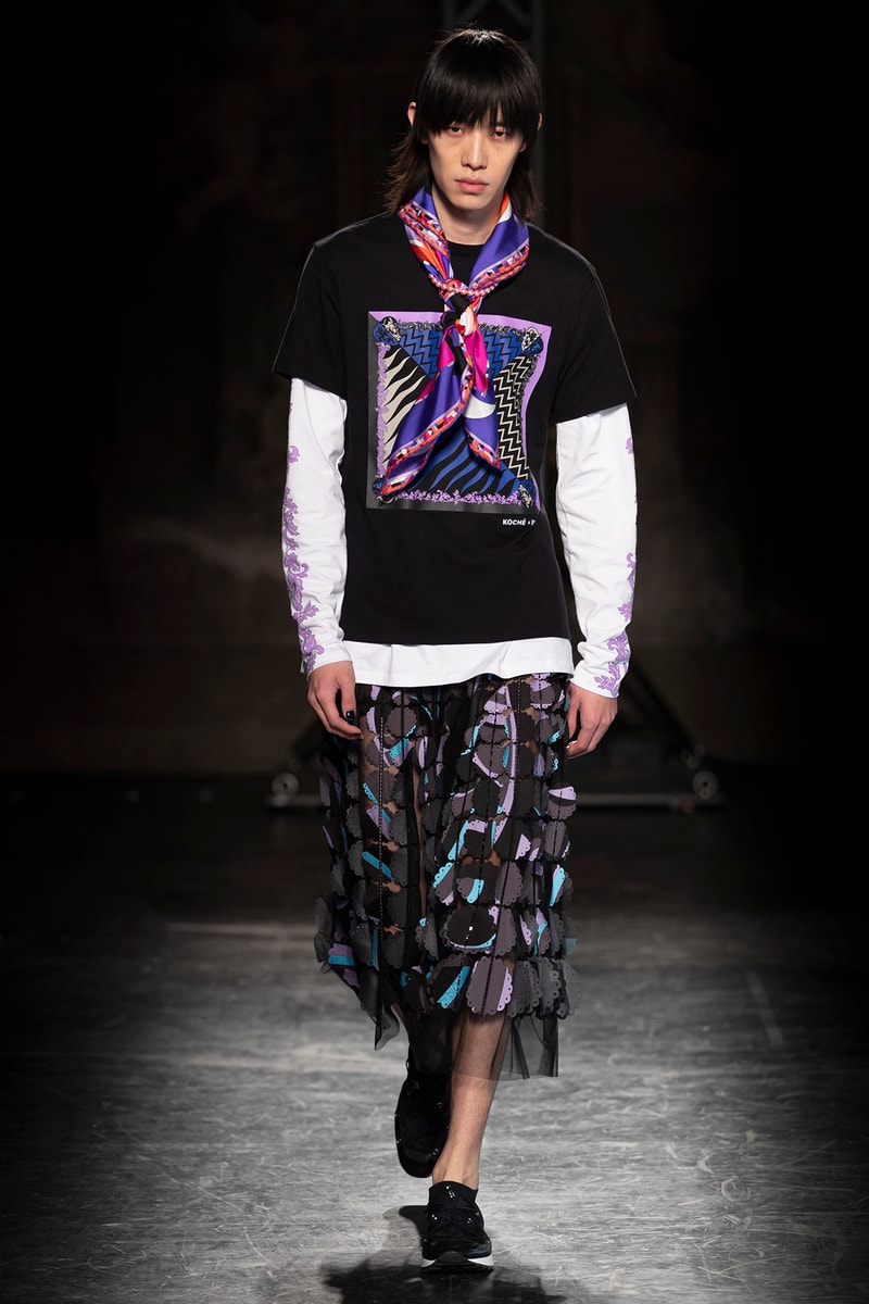 KOCHÉ x Emilio Pucci Fall/Winter 2020 Collection Runway Show T-Shirt Skirt