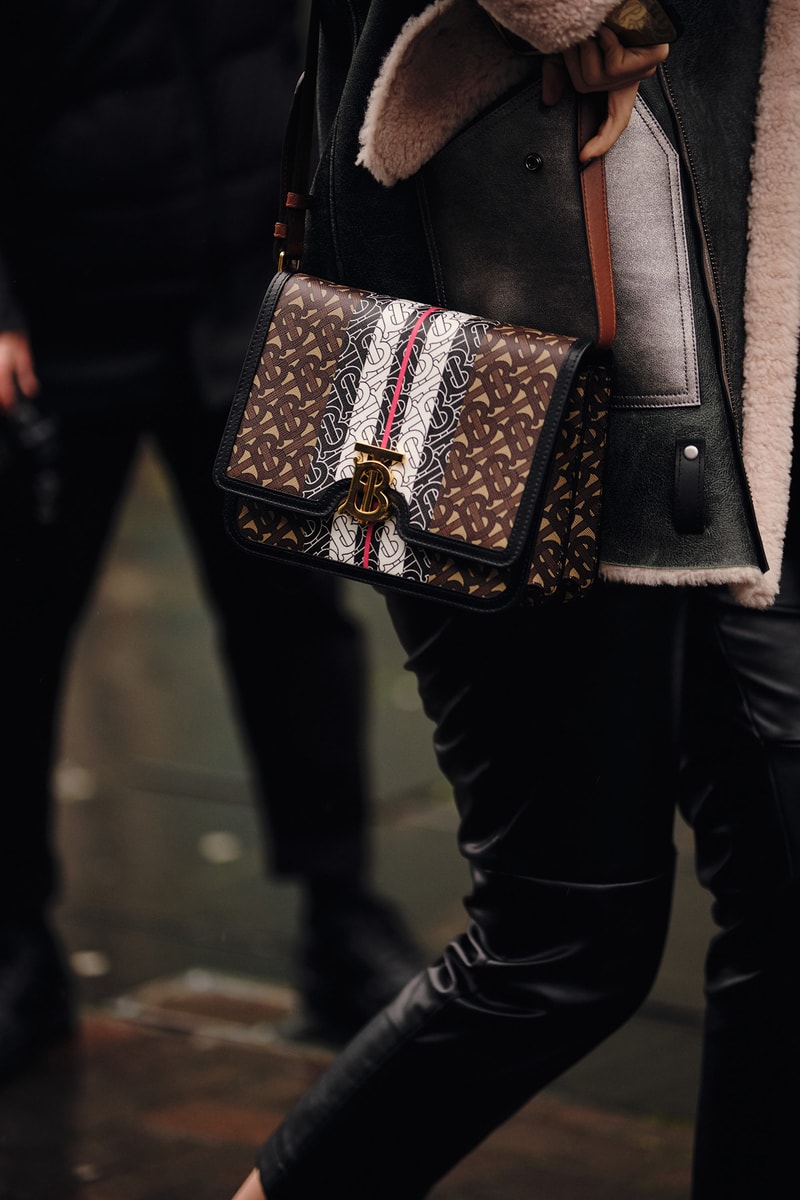 Street Style London Fashion Week Fall Winter 2020 Burberry TB logo bag
