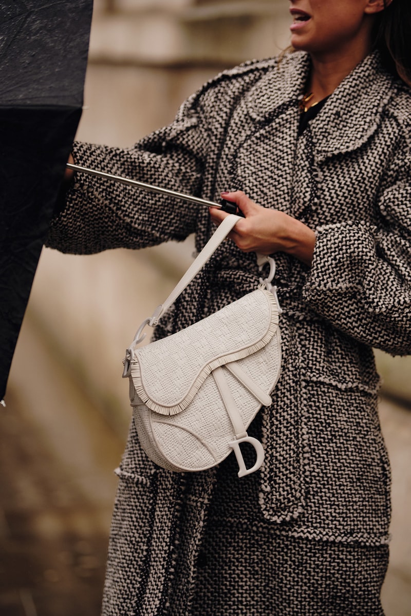 Street Style London Fashion Week Fall Winter 2020 Dior White Saddle Bag