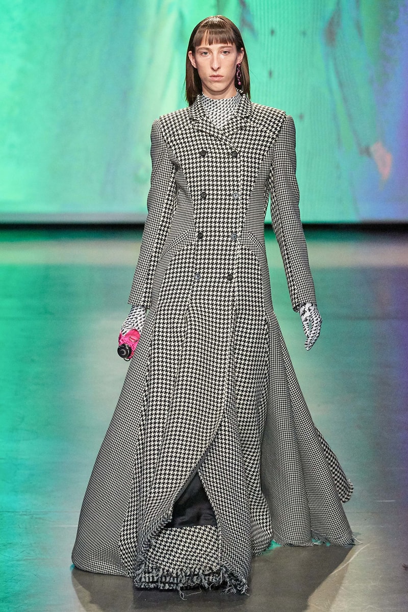 Marine Serre Fall/Winter 2020 Collection Runway Show Coat Houndstooth