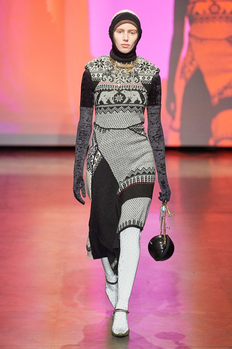 Marine Serre Fall/Winter 2020 Collection Runway Show Knit Dress Grey