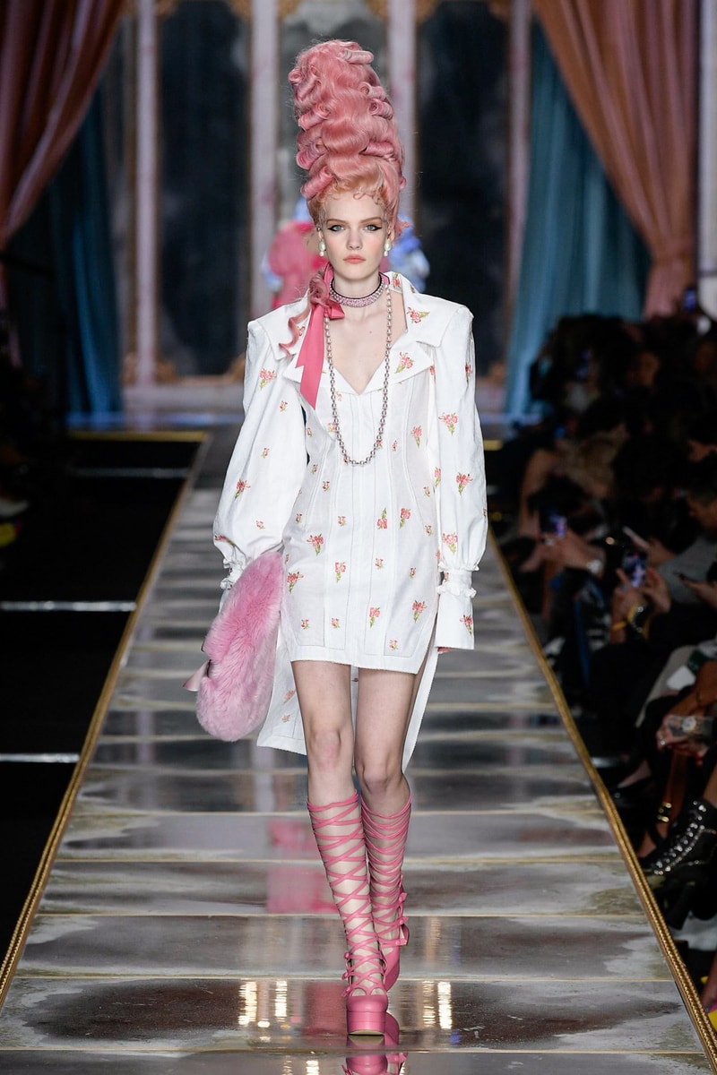 Moschino Fall/Winter 2020 Collection Runway Show Mini Dress Floral White