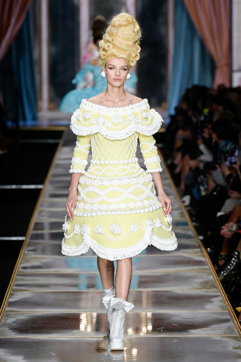 Moschino Fall/Winter 2020 Collection Runway Show Cake Dress Yellow