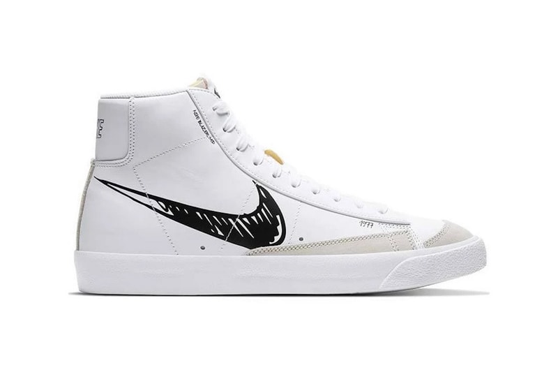 Nike Air Force 1 Blazer Mid Sketch Sneakers White Black