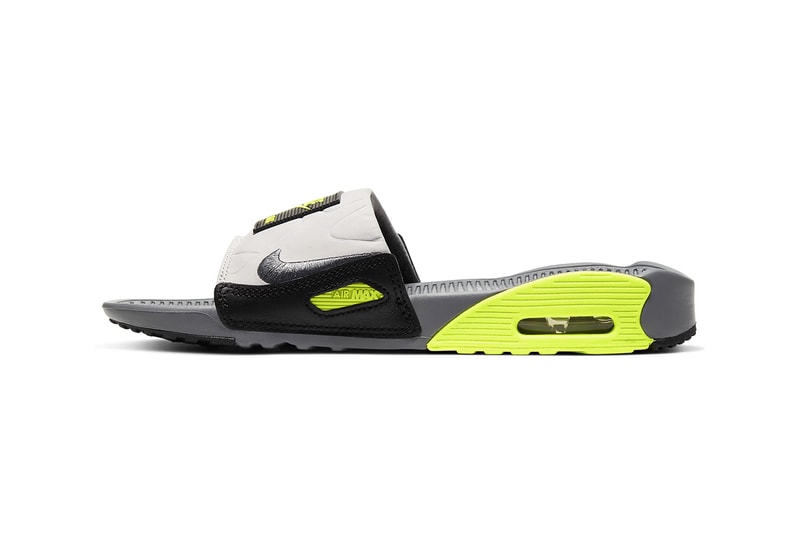 nike air max 90 slide sandal neon green black white grey shoes footwear sneakerhead