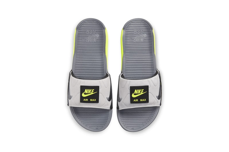 nike air max 90 slide sandal neon green black white grey shoes footwear sneakerhead