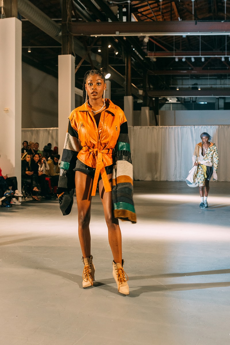 no sesso pierre davis arin hayes autumn randolph fall winter collection los angeles runway show jacket boots