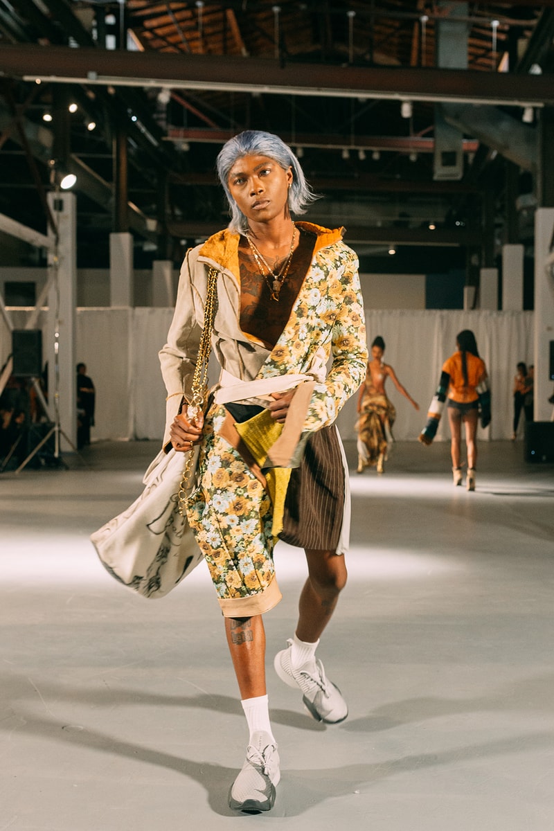 no sesso pierre davis arin hayes autumn randolph fall winter collection los angeles runway show pants sneakers jacket