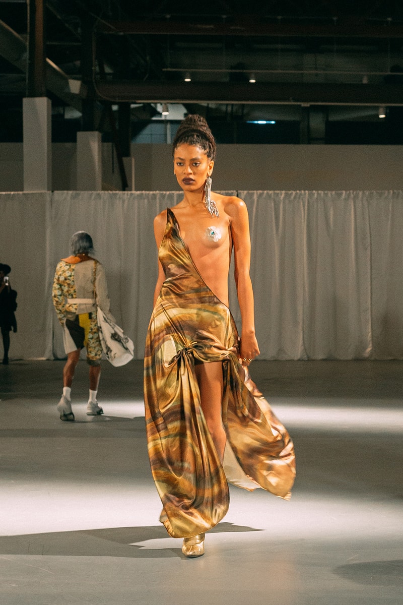 no sesso pierre davis arin hayes autumn randolph fall winter collection los angeles runway show dress