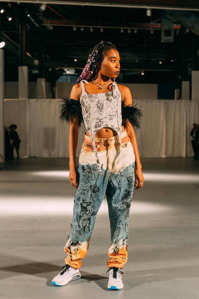no sesso pierre davis arin hayes autumn randolph fall winter collection los angeles runway show pants sneakers tank top