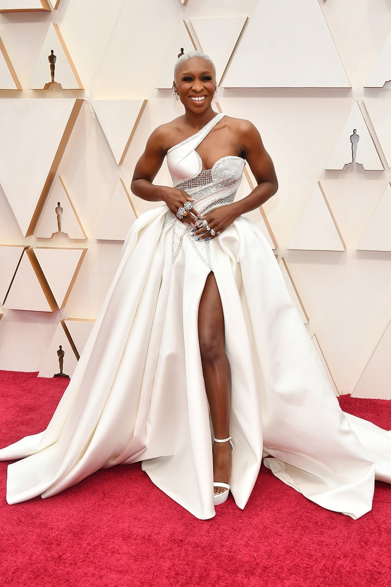 Cynthia Erivo Versace Dress White Oscars Red Carpet 92nd Annual Academy Awards
