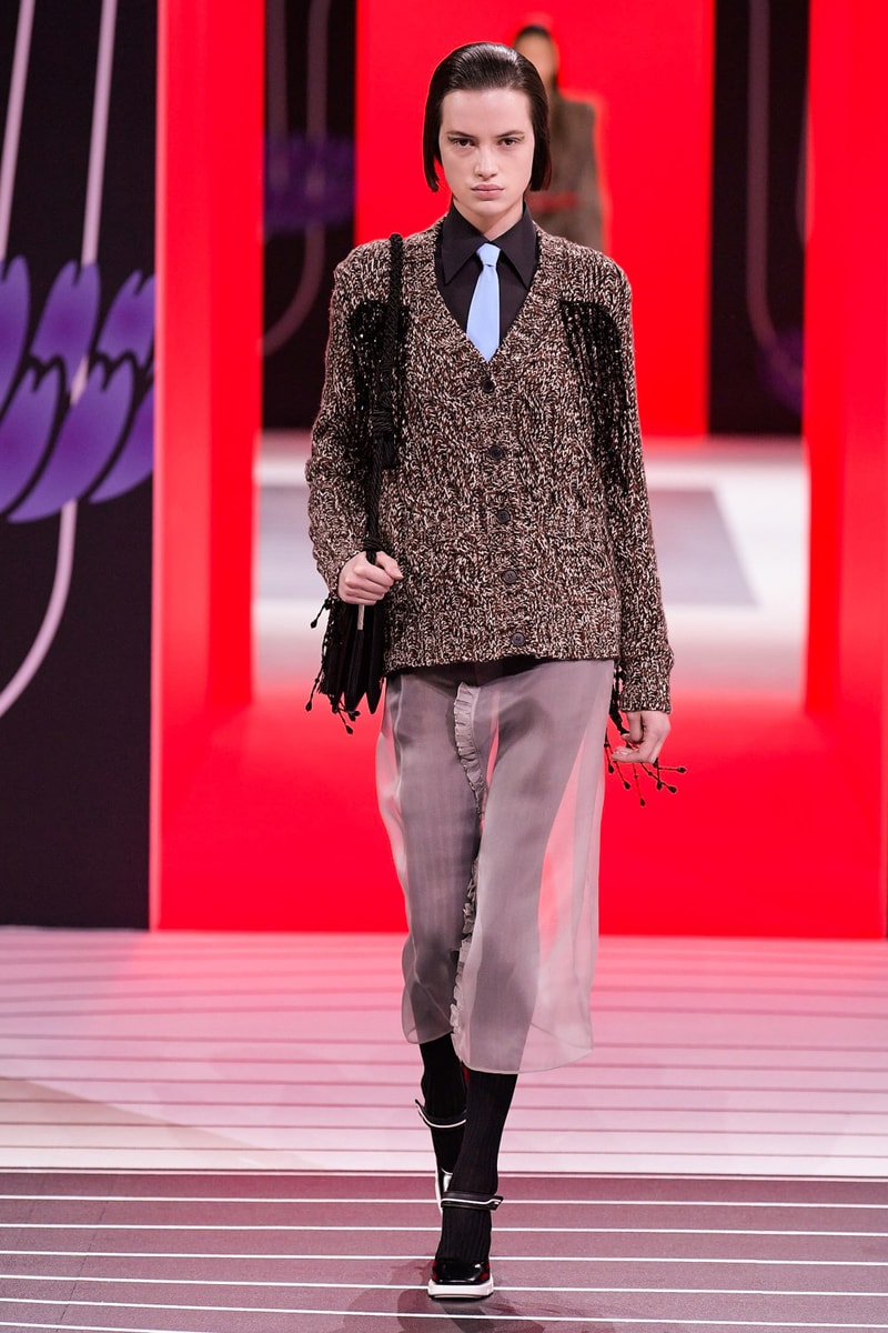 Prada Fall/Winter 2020 Collection Runway Show Tweed Cardigan