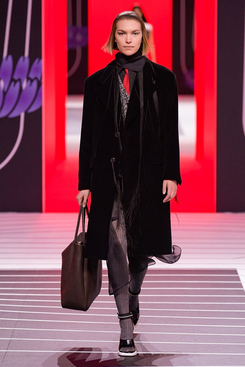 Prada Fall/Winter 2020 Collection Runway Show Velvet Coat Black