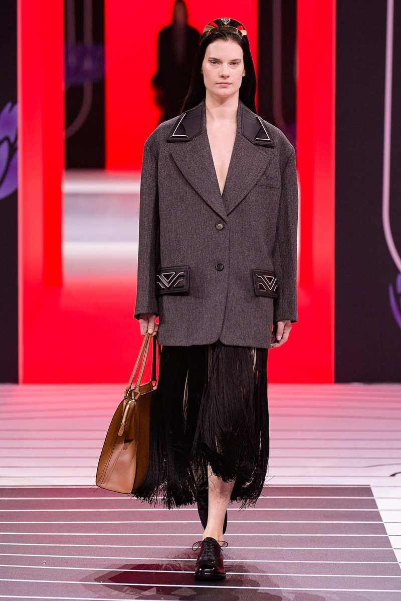 Prada Fall/Winter 2020 Collection Runway Show Fringe Skirt Black