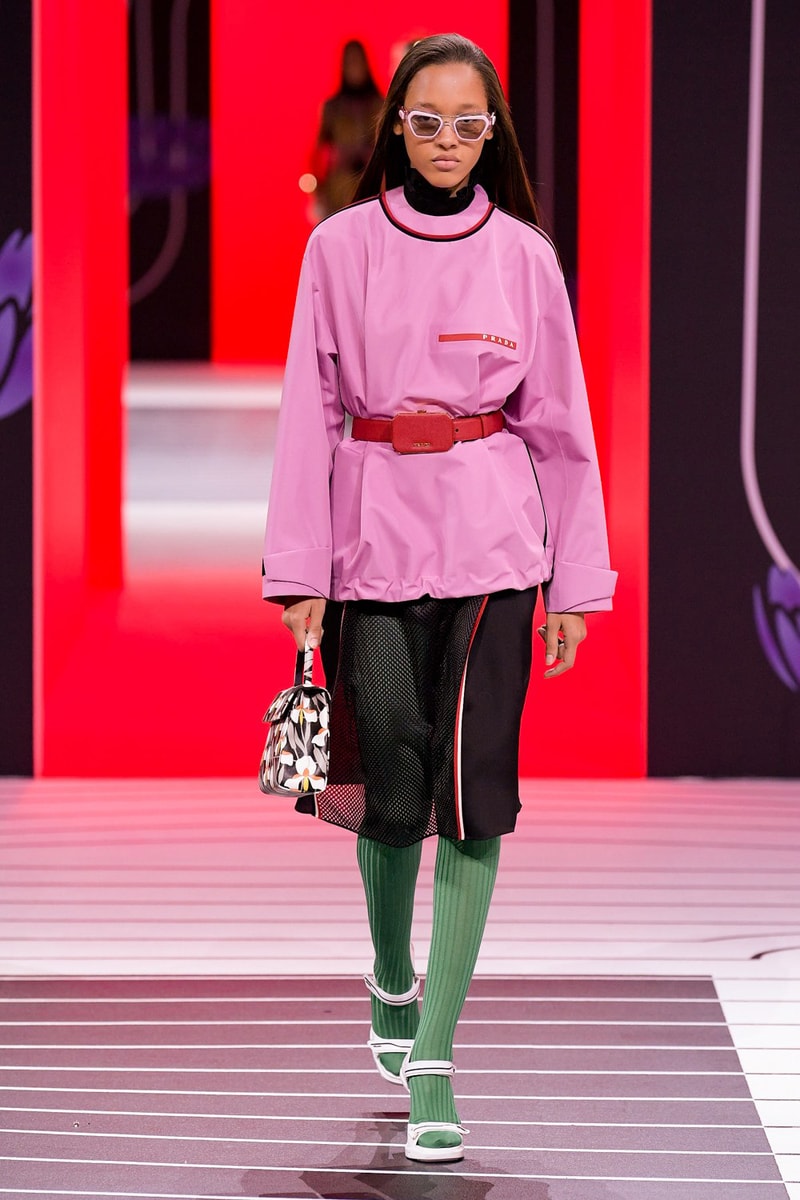 Prada Fall/Winter 2020 Collection Runway Show Logo Shirt Pink