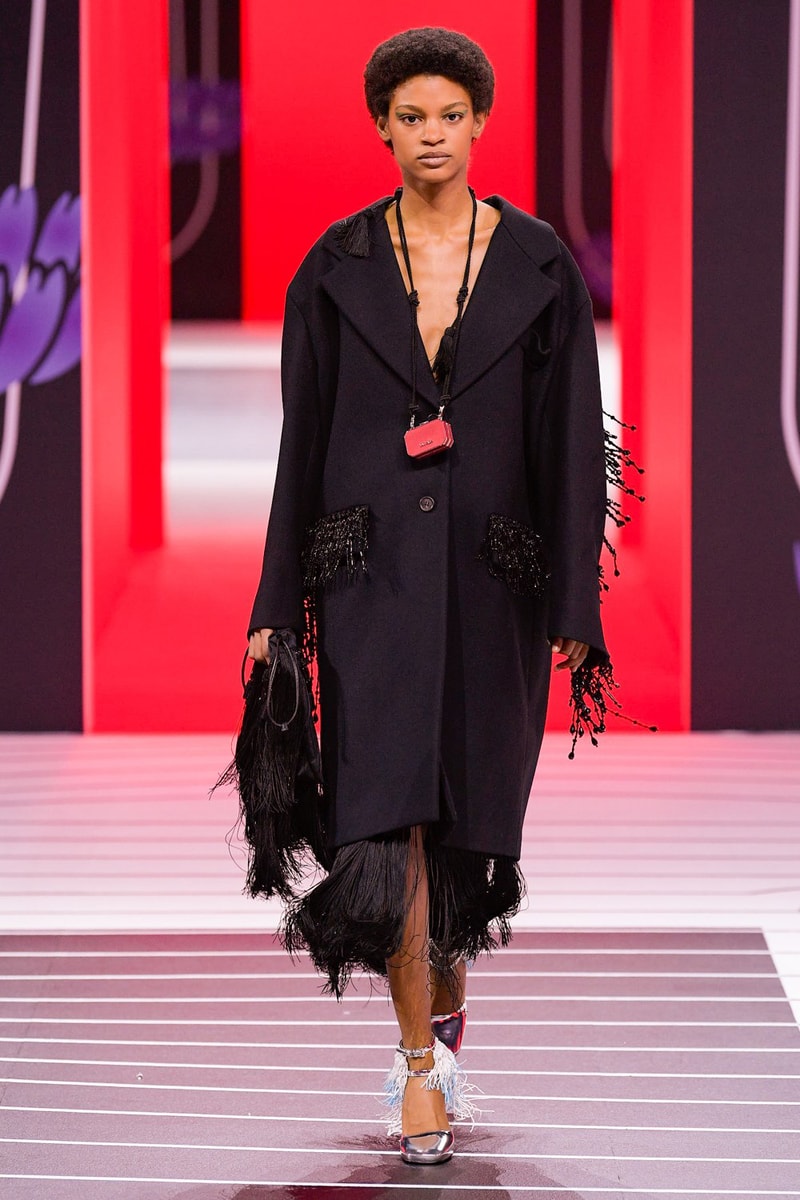 Prada Fall/Winter 2020 Collection Runway Show Fringe Coat