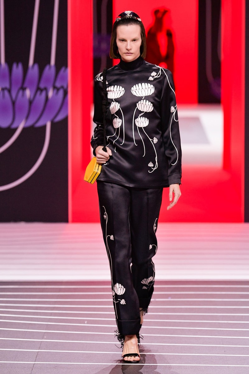 Prada Fall/Winter 2020 Collection Runway Show Floral Top Pants