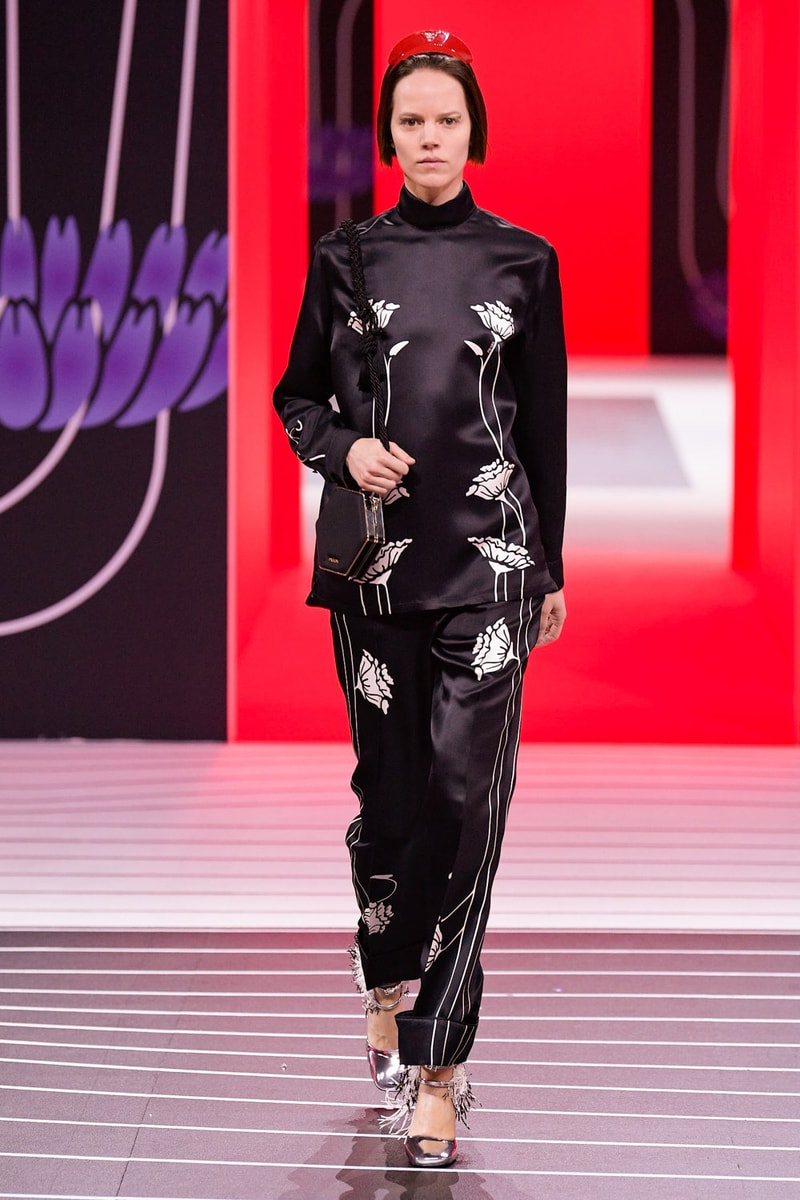 Prada Fall/Winter 2020 Collection Runway Show Floral Top Pants