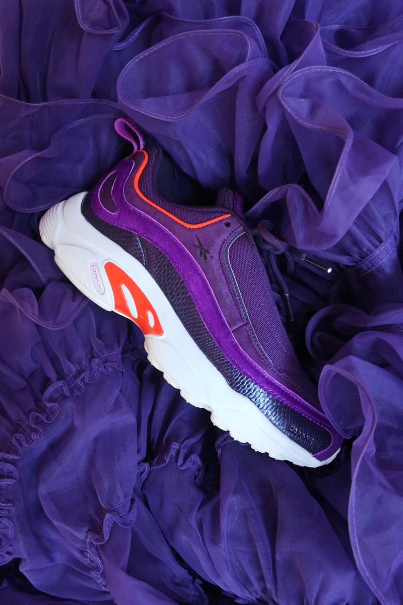 reebok sanne poeze girl on kicks collaboration daytona dmx sneakers its a mans world campaign purple 