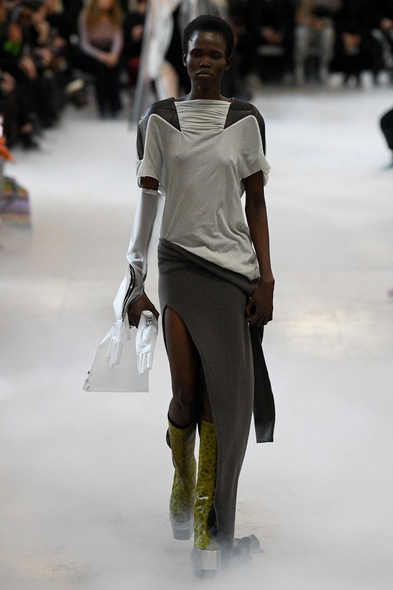 Rick Owens Fall/Winter 2020 Collection Runway Show T-Shirt Skirt Grey