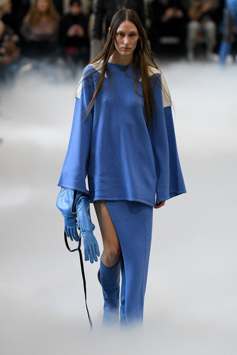 Rick Owens Fall/Winter 2020 Collection Runway Show Sweater Skirt Blue