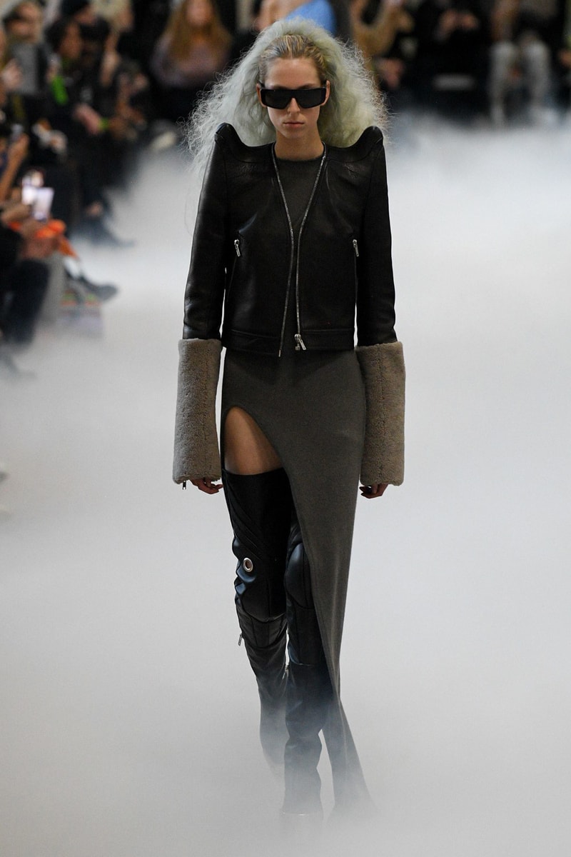 Rick Owens Fall/Winter 2020 Collection Runway Show Jacket Skirt Black Grey