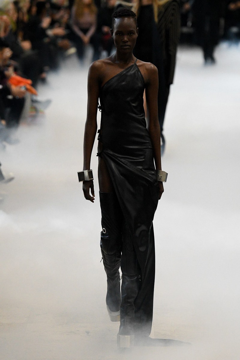 Rick Owens Fall/Winter 2020 Collection Runway Show Draped Dress Black