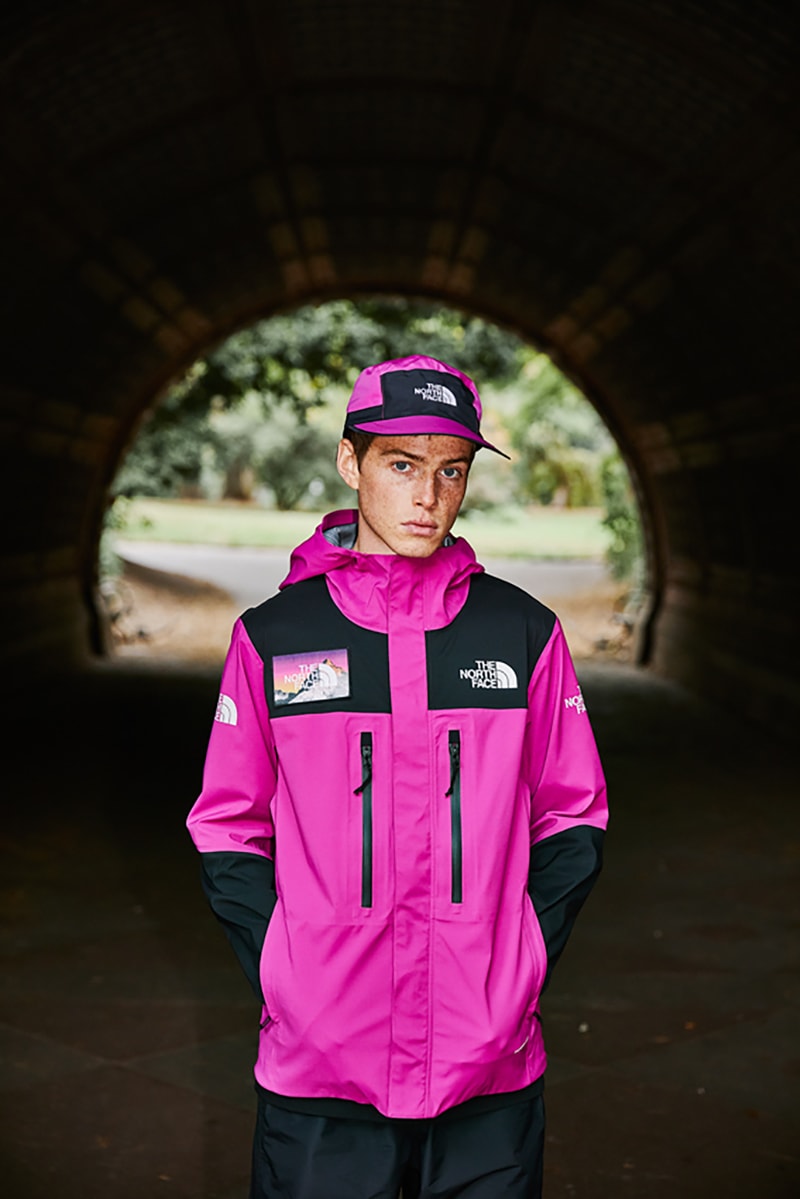 the north face seven summits collection recycled material sustainability jackets shirts pants hats pink black