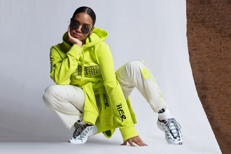 tommy hilfiger her lewis hamilton collaboration spring summer hoodies shirts joggers sweatpants sneakers neon green black