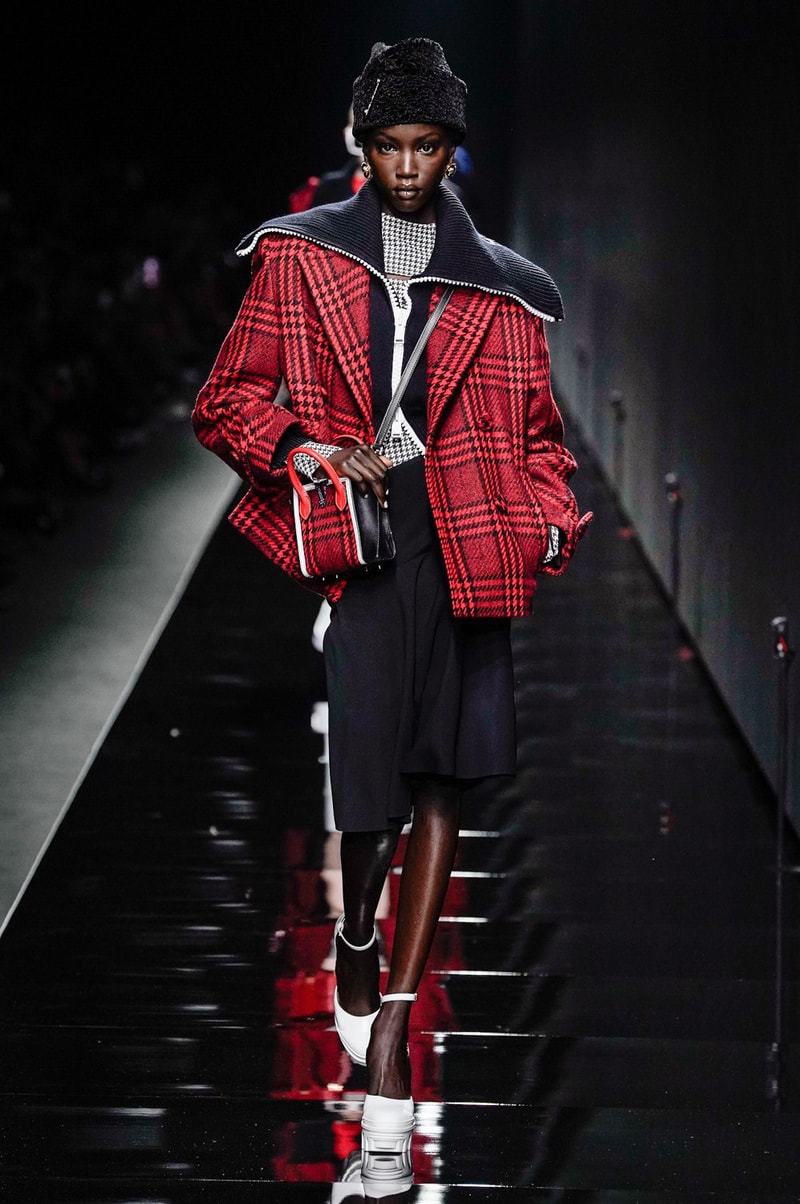 Versace Fall/Winter 2020 Collection Runway Show Jacket Plaid Red