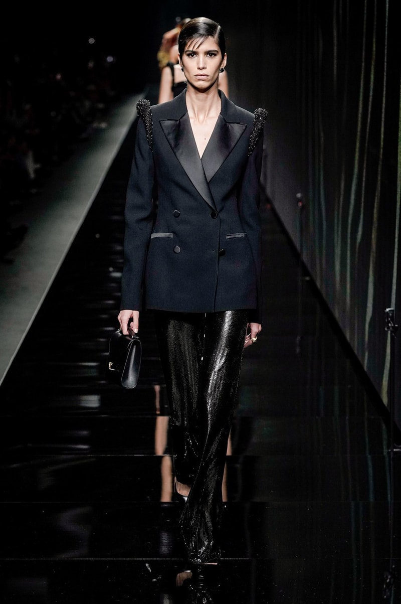 Versace Fall/Winter 2020 Collection Runway Show Tuxedo Jacket Black