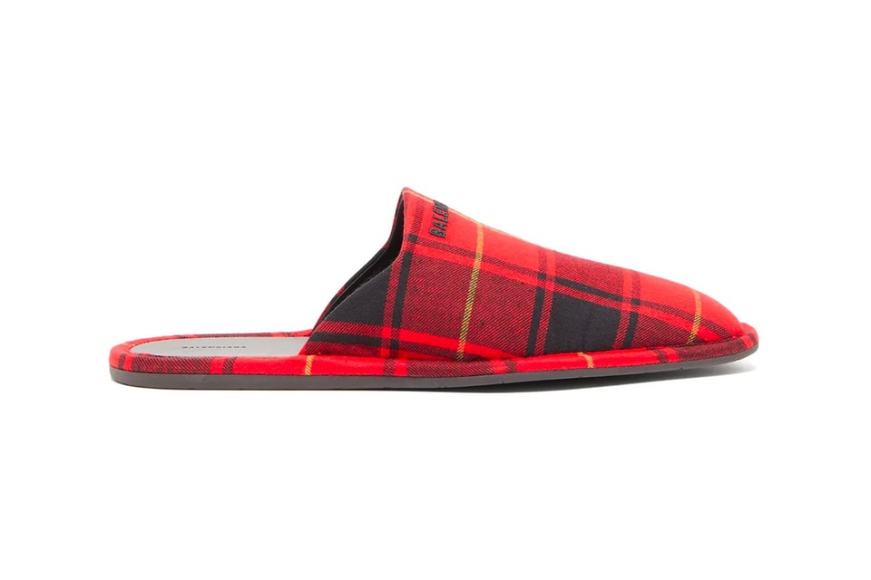 Balenciaga Red and Black Checkered Slippers Balenciaga Q:4 / Furry Slide in Red BNWB 42 | eBay main image 2