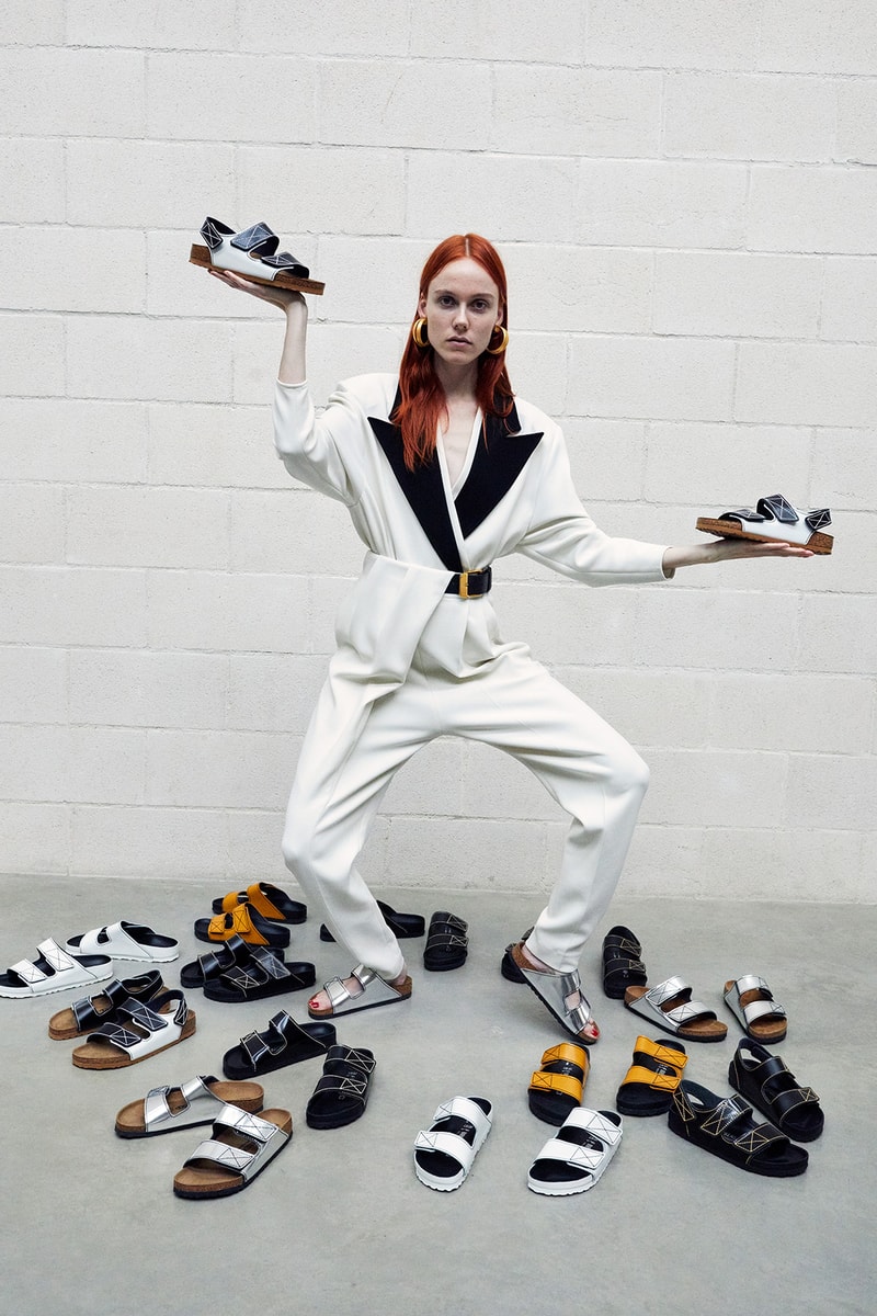birkenstock proenza schouler juergen teller peter miles collaboration arizona milano sandals unisex shoes footwear yellow white black silver