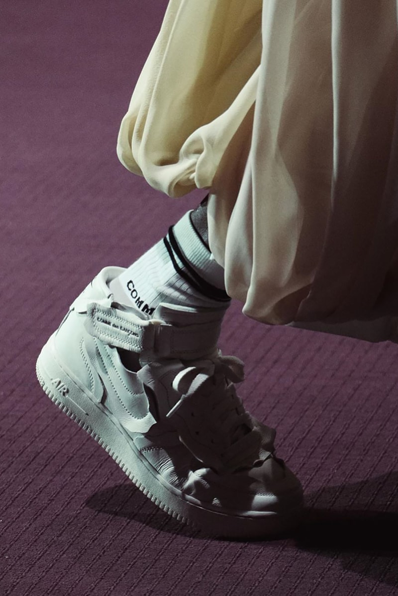 comme des garcons nike collaboration air force 1 mid white sneakers paris fashion week fall winter shoes sneakerhead footwear