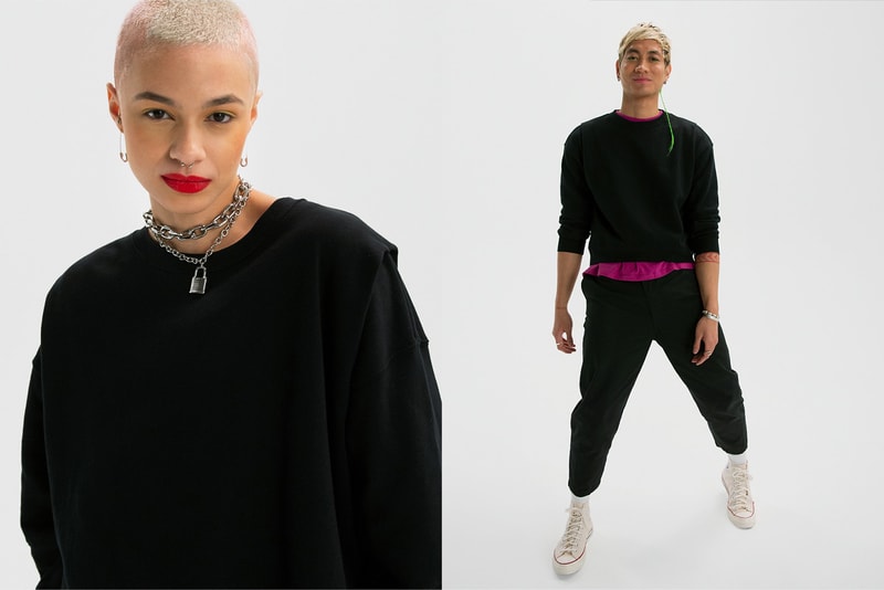 converse shapes genderless apparel collection crew neck sweaters chinos pants silver necklace t shirts