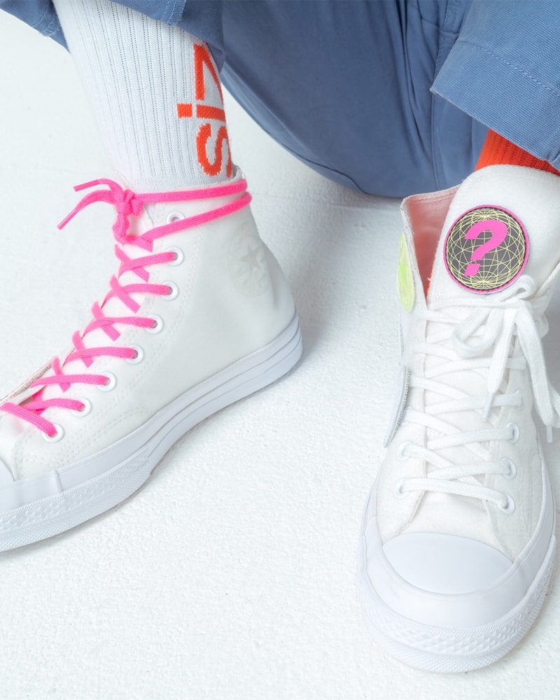 converse size collaboration custom chuck taylors sneakers white black multipatch shoes footwear sneakerhead yellow purple red green blue