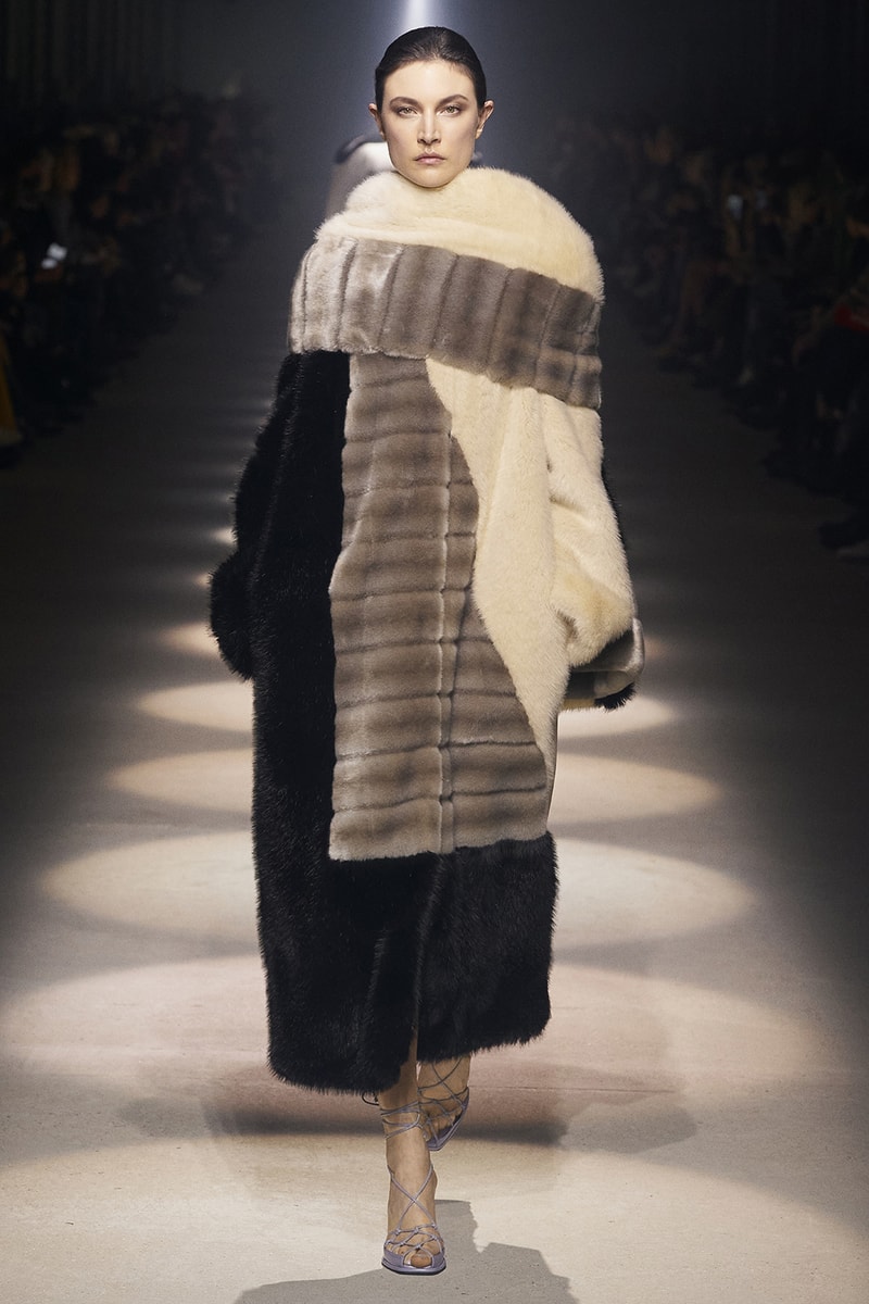givenchy paris fashion week fall winter womens collection clare waight keller runway show kaia gerber adut akech red black white gown pants shirred blouse