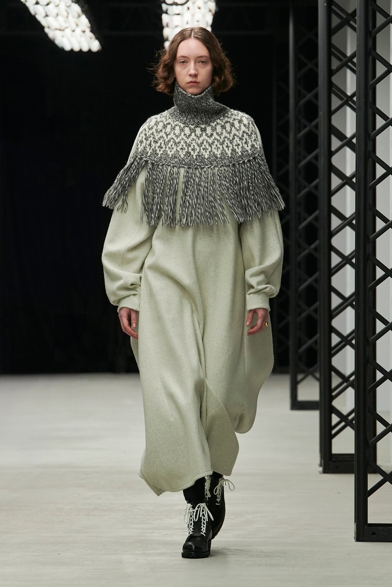 HYKE Fall/Winter 2020 Collection Runway Show Fringe Dress White