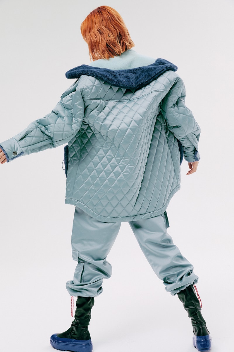 IRENEISGOOD Label Fall/Winter 2020 Collection Lookbook Quilted Jacket Blue