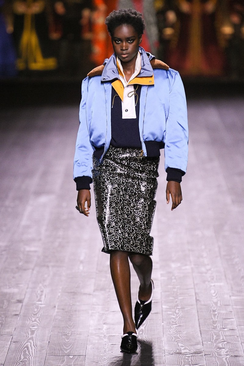 Louis Vuitton Fall/Winter Collection Runway Show Bomber Blue Silk