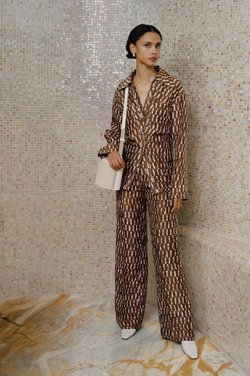 Nanushka Fall/Winter Collection Lookbook Shirt Pants Print Brown